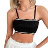 Top Bustier de Encaje Sexy Bordado Transparente de Verano Cómodo para Mujer Estilo Chica Atractiva Transfronterizo Europeo y Americano Directo del Fabricante