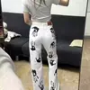 Calça Jeans Branca com Estampa de Palma Inteira, Marca Tendência, Calça Streetwear Estilosa, Calça Reta High Street Americana