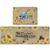 Alfombrilla de Cocina de Terciopelo de Cristal de Girasol Amazon Transfronteriza Felpudo para Puerta de Entrada Felpudo Impreso Alfombra de Piso Larga de Dos Piezas