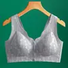 Roupa íntima de alta qualidade com botões frontais para mulheres de meia-idade e idosas, Sutiã confortável e respirável, Sutiã esportivo com bojo push-up anti-flacidez