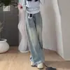 Jeans de Pierna Ancha de Color Claro para Mujer, Tiro Alto, Nuevo Estilo Otoño, Tallas Grandes, Corte Holgado, Adelgazante, Cuerpo en Forma de Pera, Pantalones de Pierna Recta