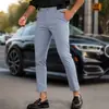 Atacado Transfronteiriço Verão Finos Calças Masculinas Tendência Seda Gelada Caimento Casual Calças Longas Masculinas Slim Cropped Calças Sociais