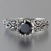 Anillo de Plata Chiba Tai Textura Zircón Negro Natural Anillo Abierto Moda para Hombre y Mujer Anillo Retro Elegante de Moda