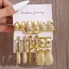 Conjunto de brincos C-shaped vintage transfronteiriço com textura desgastada e design torcido, argolas douradas, brincos mistos para mulheres europeias e americanas atacado