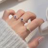 Anillo de Cadena de Plata S925 con Diamante Estrella Corazón Circonita Anillo Deslizante R01385