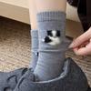 Calcetines de Otoño/Invierno Nuevos para Mujer con Estampado de Dibujos Animados Lindos de Lana hasta la Mitad de la Pantorrilla Espesos de Felpa Perro Cachemira Holgados