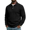 Sudadera casual con cuello tipo polo, tres botones, color liso y textura, para hombre, nueva colección otoño-invierno, europea y americana, Amazon