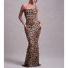 Ropa de Mujer Europea y Americana Vestido Sexy con Tirantes y Espalda Descubierta Estampado Leopardo 2025 Verano Nuevo Vestido Largo Ajustado para Chica Caliente