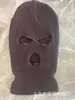 Máscara de esquí de un solo agujero y doble agujero para otoño e invierno, gorro de punto para hombre y mujer, color liso, acrílico, gorro de punto de tres agujeros, gorro de invierno cálido