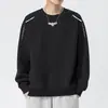Moletom masculino para primavera e outono, tamanho grande, versátil, folgado, casual, camiseta moderna, pulôver de gola redonda, grosso, camisa básica estilosa