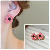 Pendientes de estilo pastoral dulce con flores rojas y perla negra, pequeños y frescos pendientes de explosión de moda para niñas.