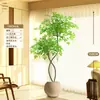Planta Artificial Verde Nandina Bambu Planta Falsa High-End Luxo Leve Árvore Decorativa para Sala de Estar Ornamentação de Chão Interna Grande em Vaso