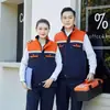 Roupas de Trabalho de Inverno Colete de Algodão Estampa Bordado Texto Homens Mulheres Roupa de Trabalho Bloco de Cores Colete de Algodão Estaleiro Reparo Automotivo Colete Jaqueta Sem Mangas Espessado