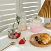 Taza de rayas de gran capacidad, taza de tubo de succión de vidrio resistente al calor, taza de café para el hogar, taza de té de frutas, taza moderna de bebida fría de frutas