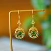 Pendientes de jade y jaspe de Hetian con incrustaciones de cobre, pendientes de jade natural, pendientes de jade, joyería para mujer, suministro en vivo