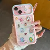 Plano de cor contrastante com janela grande, fundo de nota para planner, com adesivos de colagem de animais pequenos, adequado para capa de celular Apple 17ProMax 18