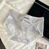 Roupa íntima de Cetim Levemente Luxuosa para Mulheres, Desejo Puro, Renda Vazada Sexy nos Quadris, Forro de Seda de Amora, Cintura Média, Calcinha Sem Costura de Seda Gelada para Mulheres