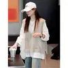 Chaleco de punto de malla de estilo coreano, talla grande, cuello en V pronunciado, para mujer, primavera/verano 2026, prenda exterior holgada para capas