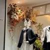 Cor de café de outono estilo retrô materiais florais materiais florais de casamento móveis macios atmosfera de outono adereços de casamento decorações flores artificiais