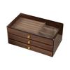 Caja de joyería retro de tres capas de madera de nogal estilo cajón, caja de almacenamiento de joyas multifuncional, caja de accesorios de gran capacidad, exhibidor de collares y aretes