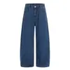 Jeans Clásicos Azules con Dobladillo Curvo para Hombre, Pantalones Casuales de Marca de Moda, Caídos, Pierna Ancha con Elegante Diseño de Bolsillos, Pantalones Largos de Corte Holgado