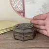 Quemador de incienso de cobre antiguo de ocho trigramas quemador de incienso de tapa abierta artesanías adornos cenicero accesorios vintage para el hogar quemador de incienso de escritorio
