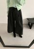 Tg Pantalones de Lana de Pierna Ancha Línea A a la Moda con Riñonera para Mujer Invierno 2025 Nuevos Pantalones Acampanados Cortos Plisados 25968
