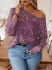 Camisetas Plus Size Europeias e Americanas Transfronteiriças para Mulheres, Blusas Novas de Manga Comprida, Tops Femininos Pulôver Casuais da Moda com Gola Redonda, Caimento Solto