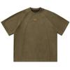 Camiseta Masculina de Camurça Texturizada Manga Curta 26 Verão Design de Costura Dividida Retro Americano Camiseta Solta para Casal Q
