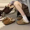 Zapatos Birkenstock Retro de Suela Gruesa para Aumentar Altura, Felpa, Talón Abierto, Mujer 2026, Nuevos Zapatos de Algodón Cálidos para Otoño e Invierno con Hebilla
