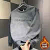Nuevo Sudadera Gruesa con Forro Polar Otoño/Invierno Estampado de Letras Degradado Manga Larga Camiseta Casual Versátil Moda Sudadera para Hombre