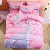 Juego de Cuatro Piezas de Algodón Congelado Sábana para Cama de Niña Juego de Tres Piezas para Niños Ropa de Cama de Algodón 3D Princesa Aisha