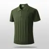 Camisa Polo de punto jacquard vintage para tiempo libre de manga corta para hombre americano camiseta de color liso ligeramente maduro básica Primavera Verano