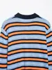 Suéter de Punto Rayado Estilo Europeo y Americano 2026 para Mujer, Ropa de Primavera para Mujer, Cuello Polo, Bloques de Color, Sensación Casual y de Alta Gama