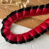 Acessórios de Renda Plissada com Bolinhas Pretas e Rosas de Camada Dupla Material DIY Feito à Mão Tábua de Pintura Fita Acessórios de Cabelo Material para Caderno Decorativo