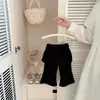 Pantalones Acampanados Falsos de Dos Piezas con Dobladillo Fruncido Estilo Coreano para Bebé Niña Ropa de Otoño para Niños Pequeños Color Sólido Versátiles Ajustados Pantalones Falda Pantalones de Capa Base