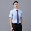 Camisa de Manga Curta Masculina Verão Casual Antirrugas Listrada Azul Camisa Masculina para Negócios Manga Curta Logotipo Bordado