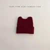 Chapéu infantil estilo coreano primavera e outono inverno fofo super fofo bebê tricô lã proteção de orelha pullover quente