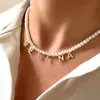 Collar de Diamantes Calientes Europeos y Americanos con 26 Letras Cadena Clavicular Cubana Cadena Eslabón Cubano Collar de Perlas Accesorios de Nombre DIY