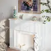 Gabinete Decorativo de Chimenea Negro Vintage Estilo Francés para Sala de Estar, Estante de Entrada Electrónico con Llama Simulada Estilo Europeo y Americano