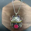 Pingente Gato Vazado Esmaltado Wenyi Fan Guofeng Pingente Gato Auspicioso Azul Queimado Retrô para Presente de Aniversário de Amigos