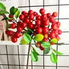 Ramo de Bayas Artificiales en Tonos Rojos Festivos, Fruta Navideña que Trae Fortuna, Decoración para Sala de Estar del Hogar, Arreglo Floral