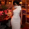 Estilo Europeu e Americano Comércio Exterior Cor Sólida Roupas Femininas Cintura Marcada Emagrecedor Elegante Justa no Quadril Saia Longa Assimétrica com Decote Assimétrico Sem Mangas
