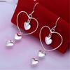 Calientes Nuevos Explosivos de Taobao Plata Pendientes de Corazón Coreanos de Moda Pendientes de Tres Corazones Joyería Joyería para Mujer