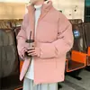 Moda Coreana Nova 2025 Jaqueta de Algodão Cor Sólida com Gola Alta Inverno Marca Tendência Design Simples Casaco de Algodão Quente Jaqueta Puffer