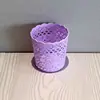 Cesta de Armazenamento Redonda de Plástico Trançado de Rattan Oco Multifuncional para Canetas de Mesa de Cozinha Doméstica, Banheiro, Sala de Estar