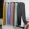 Miyake Primavera e Verão Novo Estilo Japonês Cintura Alta Perna Larga Calças Casuais Perfil Solto Emagrecedor Pregueado Cropped Reto Todas as Ocasiões