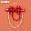 Botões Cheongsam, Botões de Libélula, Botões de Disco de Cristal Pérola Bordados à Mão, Vestido Chinoiserie Saia com Rosto de Cavalo, Botões Decorados à Mão