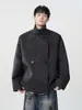 Abrigo de Lana Sarga Estilo Retro Old Money para Hombre, Tendencia Otoño e Invierno Marca Diseño Gabardina Corta Chaqueta Holgada