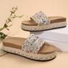 Zapatillas de Plataforma Gruesa de Estilo Étnico de Moda para Exportación Transfronteriza Europea y Americana 2025 para Mujer Remache Retro Talla Grande Tejidas para Playa